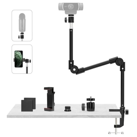 Webcam Stand Camera Mount with Phone Holder & 5/8" Screw, 22in Flexible Projecto - Picture 1 of 1
